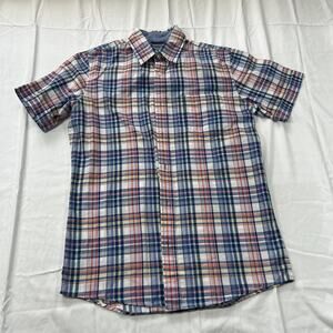 Arrow Shirt Mens Plaid Short Sleeve Button Down Size Small USA C89